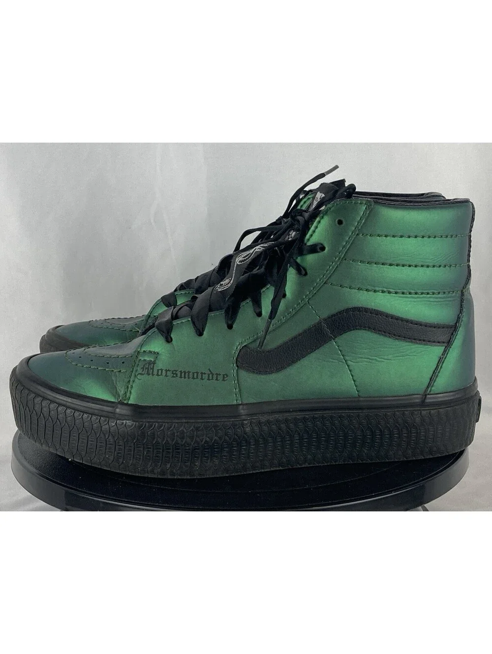 Men’s 7 / Women’s 8.5 Vans Sk8-Hi Harry Potter Slytherin Dark Mark Green Leather